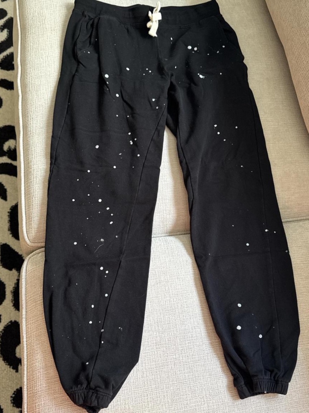 Electric & Rose Black Joggers with White Paint-Splatter